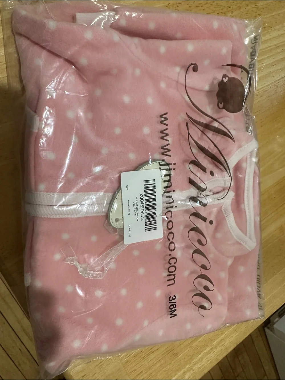 Pink Polka Dot Velvet Footie Romper with Front Zipper